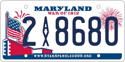 MD license plate 2AX8680