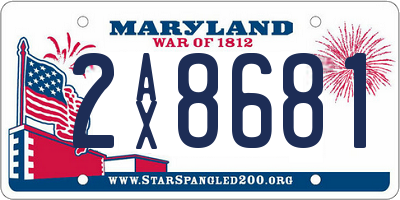 MD license plate 2AX8681