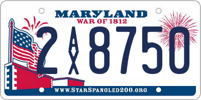 MD license plate 2AX8750