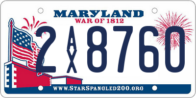 MD license plate 2AX8760