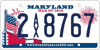 MD license plate 2AX8767