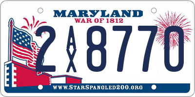 MD license plate 2AX8770