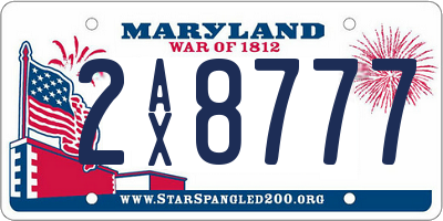 MD license plate 2AX8777