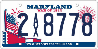 MD license plate 2AX8778