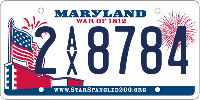 MD license plate 2AX8784