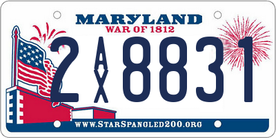 MD license plate 2AX8831