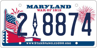 MD license plate 2AX8874