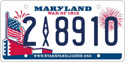 MD license plate 2AX8910