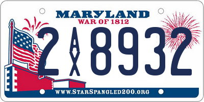MD license plate 2AX8932