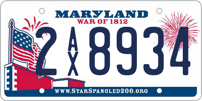 MD license plate 2AX8934