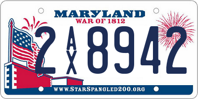 MD license plate 2AX8942
