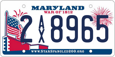 MD license plate 2AX8965
