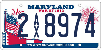 MD license plate 2AX8974