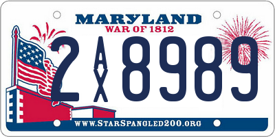 MD license plate 2AX8989