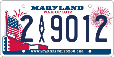 MD license plate 2AX9012