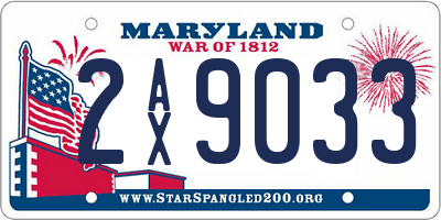 MD license plate 2AX9033