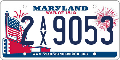 MD license plate 2AX9053