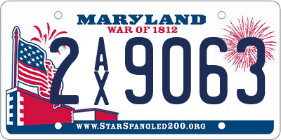 MD license plate 2AX9063