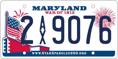 MD license plate 2AX9076