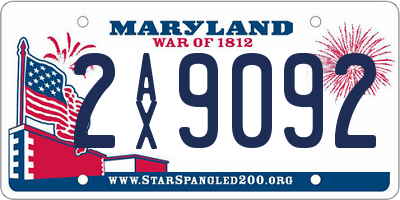 MD license plate 2AX9092
