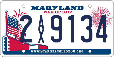 MD license plate 2AX9134
