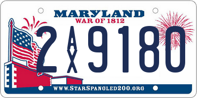 MD license plate 2AX9180