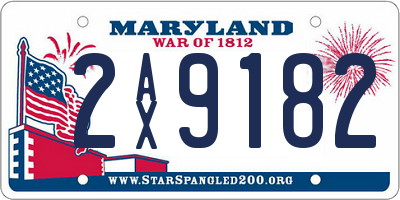 MD license plate 2AX9182