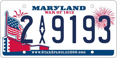 MD license plate 2AX9193