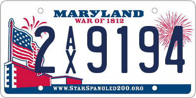 MD license plate 2AX9194