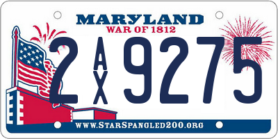 MD license plate 2AX9275