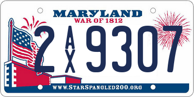 MD license plate 2AX9307