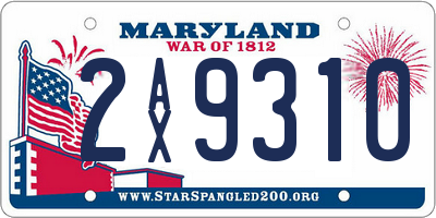 MD license plate 2AX9310
