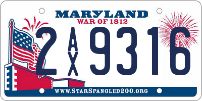 MD license plate 2AX9316
