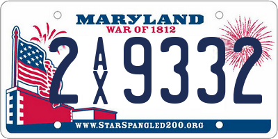 MD license plate 2AX9332