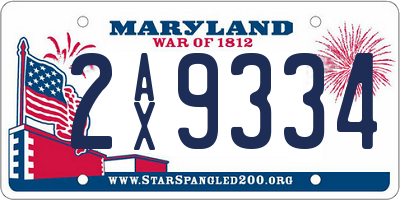 MD license plate 2AX9334