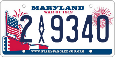MD license plate 2AX9340