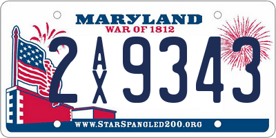 MD license plate 2AX9343