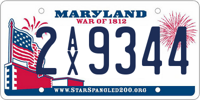 MD license plate 2AX9344
