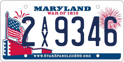 MD license plate 2AX9346