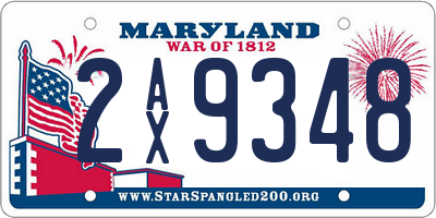 MD license plate 2AX9348