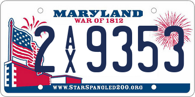 MD license plate 2AX9353