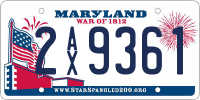 MD license plate 2AX9361