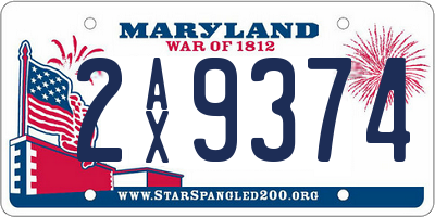 MD license plate 2AX9374