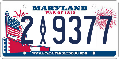MD license plate 2AX9377