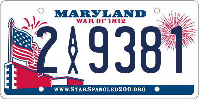 MD license plate 2AX9381