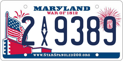 MD license plate 2AX9389