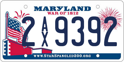 MD license plate 2AX9392