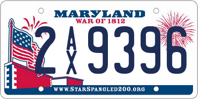 MD license plate 2AX9396