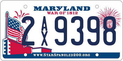 MD license plate 2AX9398