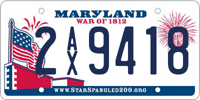 MD license plate 2AX9418